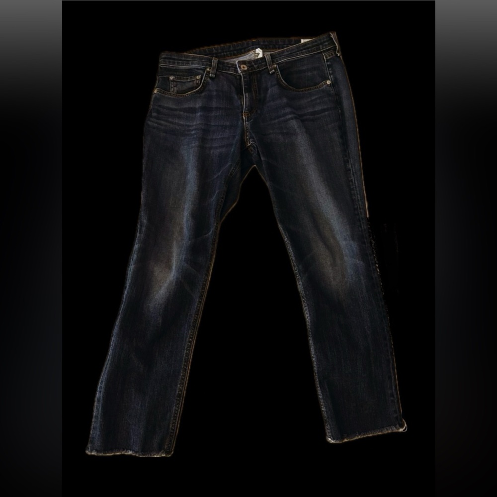 Rag & Bone Cut-Off Hem Straight Leg Blue Jeans